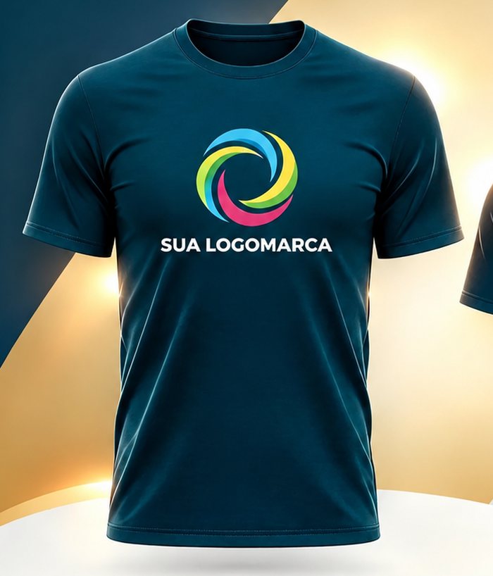 Exemplo ilustrativo de camiseta personalizada com logomarca no peito